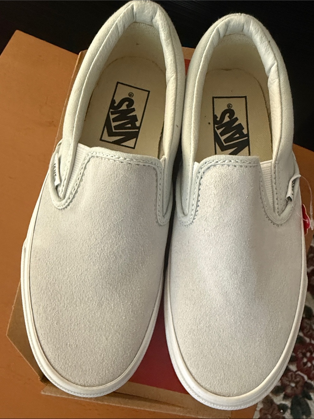 Vans Kids White Suede Slip-On Sneakers